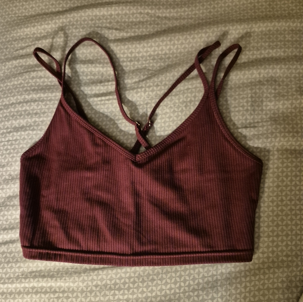 For Love & Lemons Eva Crop Top Burgandy M